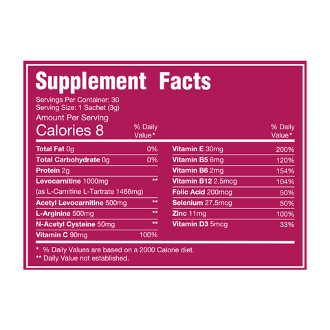 Carnivita Advance for Women – Female Fertility Support Sachets with L-Carnitine, Folic Acid & Antioxidants | Strawberry Flavor